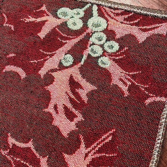 Set of 2 Christmas Holly Tapestry Table Placemats - Picture 12 of 13